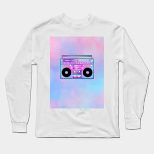 Totally Sweet Retro Cotton Candy Boombox Long Sleeve T-Shirt